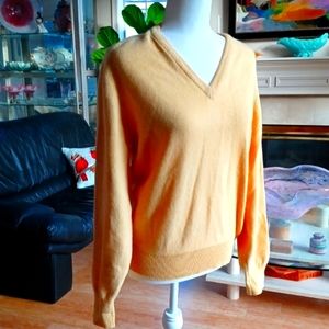 CLASSIC V-Neck LEMON YELLOW 100%CASHMERE SWEATER